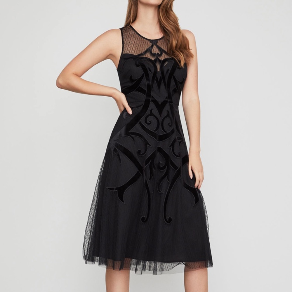 BCBGMAXAZRIA velvet appliqué dress